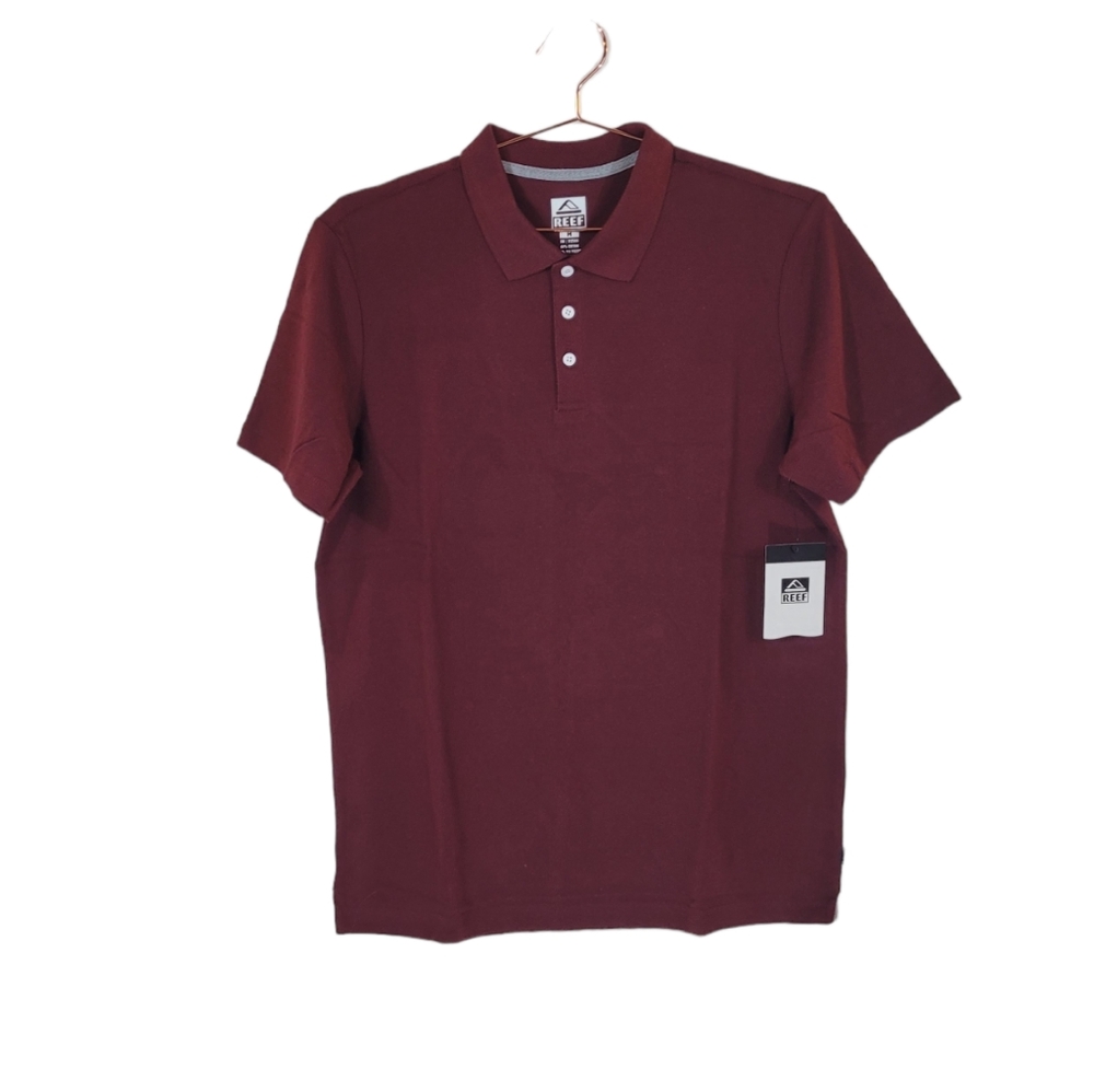 REEF Maroon Walsh Pique Solid Polo Shirt Size M
